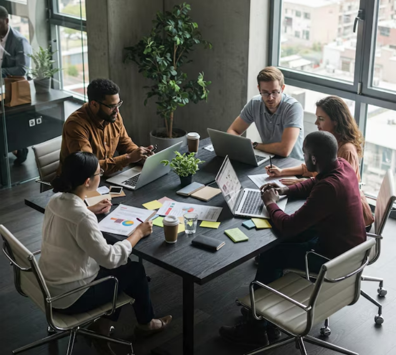 Accessible Stocks team collaborating in a modern workspace